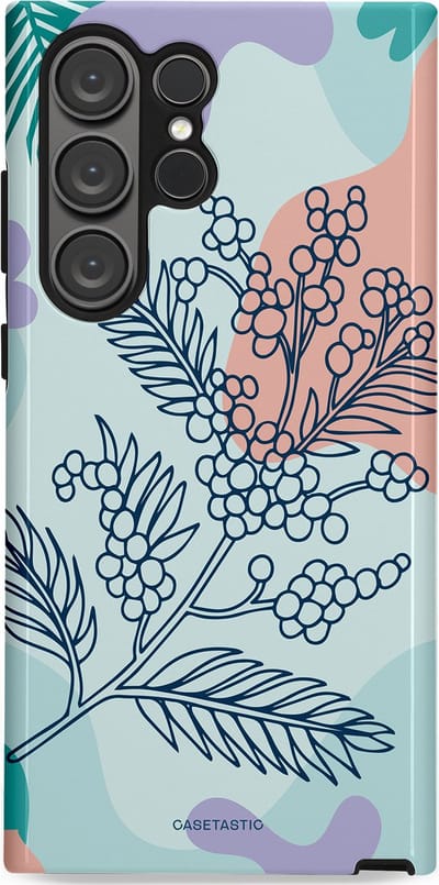 Casetastic Hoesje Geschikt voor Samsung S23 Ultra - Stijlvolle Beschermende Duo-layer Case - Aquarel Bladeren