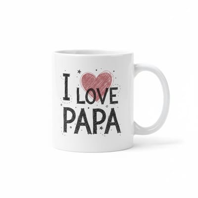 I Love Papa Mok 330ml – Met Hartje Design – Leuk Cadeau voor Papa, Vaderdag & Verjaardag