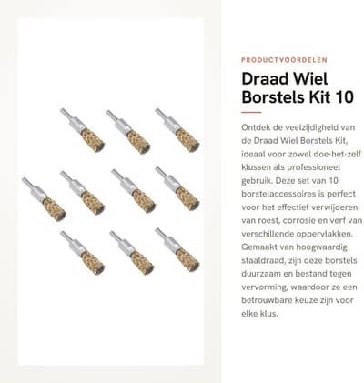 Dailygoods - Draad Wiel Borstels Kit - 10 Stuks - Voor Roest en Verf Verwijdering - 12mm Pen Type - Duurzaam en Praktisch - Universele Boor Accessoire...