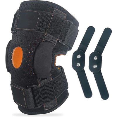 1 Pièce Genouillère avec Stabilisateurs Latéraux Support Pour Soulagement Douleurs Articulaires Lésions Méniscales Tendinites Genouillère de Sport L noir