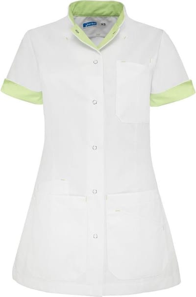 De Berkel Livia zorgjas-M -wit/lime (B3160326810M)