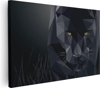 Artaza Canvas Schilderij Zwarte Panter - 30x20 cm - Klein - Wanddecoratie Dieren - Muurdecoratie Jungle - Kamer Accessoires