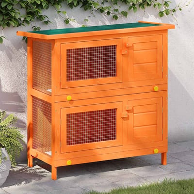 vidaXL - Buitenkonijnenhok - voor - kleine - huisdieren, - 4 - deuren, - hout