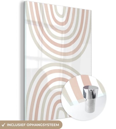 MuchoWow® Glasschilderij 120x160 cm - Schilderij acrylglas - Regenboog - Design - Pastel - Foto op glas - Schilderijen