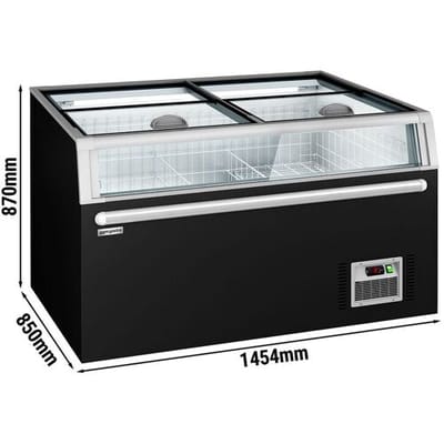 GGM Gastro Supermarkt-Tiefkühlinsel - 1454mm - 402 Liter - mit 2 Schiebetüren - Schwarz