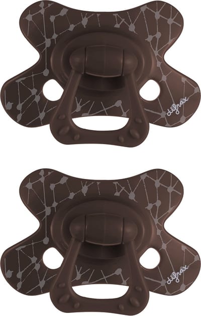 Difrax Fopspeen Natural - 6 tot 12 Maanden - Donkerbruin - 2 Stuks
