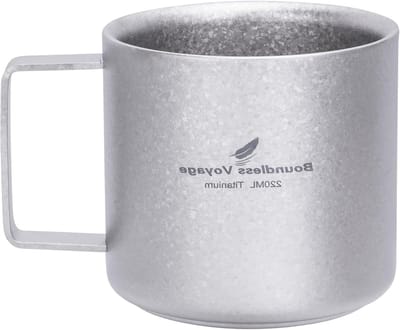 220 ml Titanium Koffiemok - Dubbelwandige Mini Cup voor Espresso, Thee, Kamperen en Reizen - Lichtgewicht en Duurzaam Drinkgerei