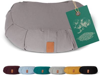 #DoYourYoga - Yoga kussen - »Ganesh« - halve maan meditatiekussen met bio-organische Spelt vulling - 45x30x14 cm - muis grijs