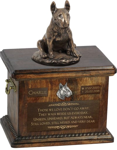 Persoonlijke urn voor Bull Terrier - urn met beeldje voor hondenas