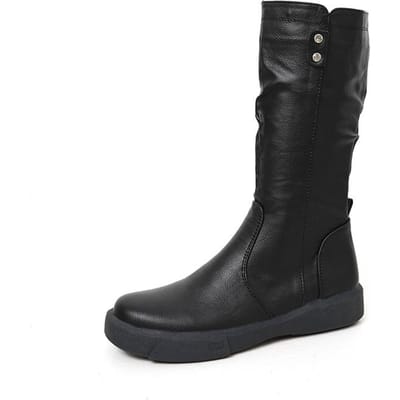 Dames Enkellaarsjes Dames Schoenen Rits Middenlaarzen PU Leer Lange Laarzen Schoenen Vrouwen Mode Herfst Winter Lage Hak Laarzen Zapatos 40 black