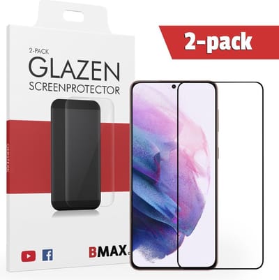 2-pack BMAX geschikt voor Samsung Galaxy S21 Plus Screenprotector Full Cover - Gehard glas - Beschermglas - Tempered Glass - Glasplaatje - Zwart