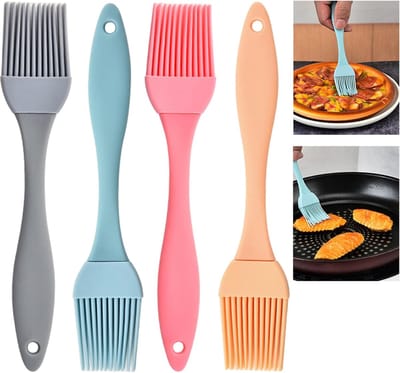 4 Stuks Siliconen Bakpenseel, Siliconen Keukenpenseel Set, Keukenpenseel, Grillpenseel en BBQ Penseel voor Bakken, Koken, Grillen, Gebak, Boter, Olie, Marinade en BBQ Accessoires, 4 Kleuren