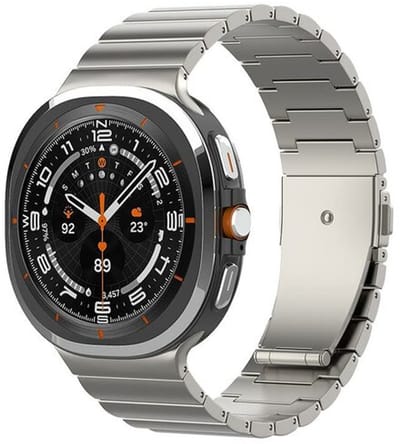 By Qubix - smartwatch bandje - Compatible Samsung bandje - Titanium Luxe band - Titanium kleur - Geschikt voor Samsung Galaxy Watch 9 (40/44mm) - Watch 8 (40/44mm) - Watch 8 Classic (46mm)
