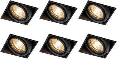 QAZQA oneon trimless 50 - Moderne Inbouwspot - 6 stuks - L 8.8 cm - Zwart - Woonkamer | Slaapkamer | Keuken