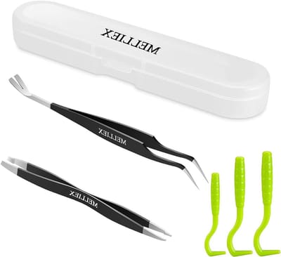 Tick Verwijder Set met RVS en Plastic Haakjes, Professionele Kwaliteit voor Mensen en Huisdieren, Inclusief Opbergdoos en Veiligheidsinstructies
