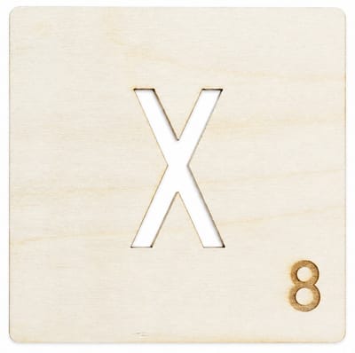 Houten wanddecoratie - Wooden wall decoration | Lettertegel “X” | 11cm | Licht hout - Natural wood | Muurdecoratie - Wall art - Woordfeud - Wordfeud - Letterspel - Scrabble letter - Naamblokjes - Letterblokken - Tile