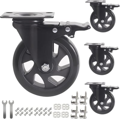 Zwenkwielen met Rem 125 mm - Transportwielen voor Meubels en Trolleys - Draagvermogen 900 kg