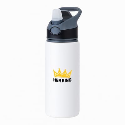 Hacebo® - her king waterfles met rietje zwart - Koning - iemand die zich voelt als een koning - valentijnsdag - verjaardag - cadeautje voor vriendje - kado - geschenk - water fles - 650ML