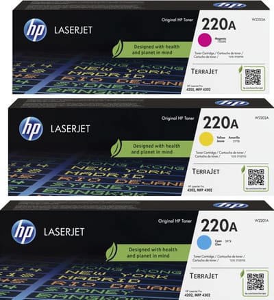 HP 220A - Tonercartridge - Origineel - Standaard Capaciteit - Rainbowkit - Cyaan/Magenta/Geel
