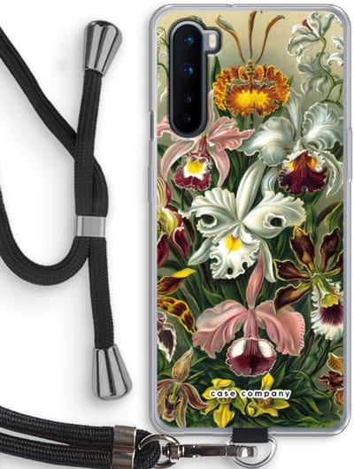 Case Company® - Hoesje met koord geschikt voor OnePlus Nord hoesje met Koord - Haeckel Orchidae - Telefoonhoesje met Zwart Koord - Bescherming aan alle Kanten en Over de Schermrand