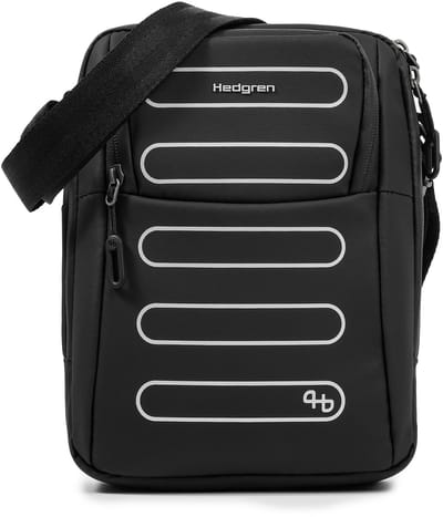 Hedgren RELAX M P verticale crossbodytas met RFID-bescherming – M-formaat – Gerecycled waterafstotend materiaal - Zwart