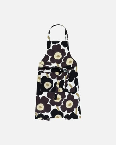 Marimekko - Pieni Unikko Apron - Zwart/beige/wit