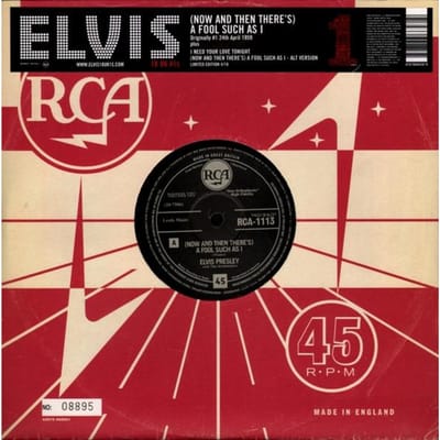 10-inch Plaat ELVIS PRESLEY - (Nu en dan is er)  A Fool Such RCA1113 Sony BMG Music 2005 VK Rock Gebruikt black
