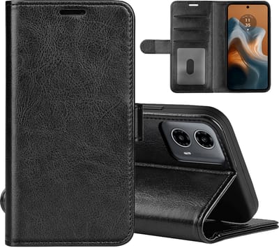 MobyDefend Hoesje - Geschikt voor Motorola Moto G34 - Wallet Book Case (Sluiting Achterkant) - Zwart