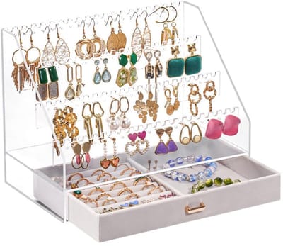 Unyqoos ® Sieradenhouder en Organizer met Laden voor Kettingen, Oorbellen, Ringen en Armbanden, Transparant Design