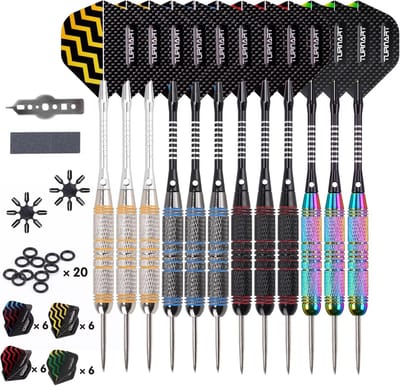 Professionele Darts Set met 12 Flights, 12 Aluminium Schachten en 20 Rubberringen