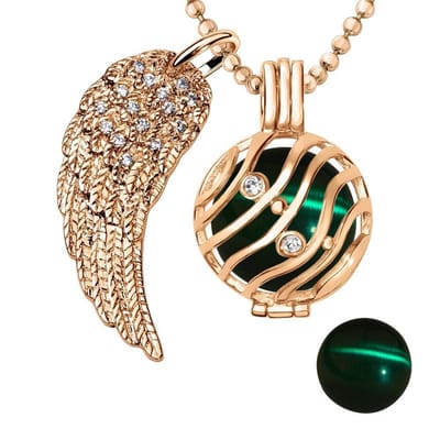 Engelenroeper 18mm Bolhouder met Ketting 90cm en Bolletje - Dames - Roségoudkleurig Golven - EBS18076