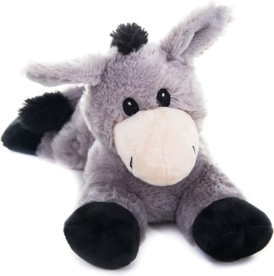 Warmte/koelte knuffel - magnetron - ezel - grijs - 30 cm - voor kinderen/jongens/meisjes