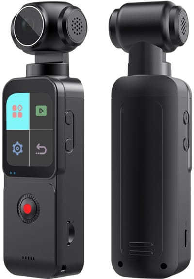 5K lichaamscamera met externe microfoon, zakcamera met 270° draaibare lens, EIS-beeldstabilisatie, WiFi-appbediening, geschikt voor vloggen, sport, wetshandhaving en reizen.