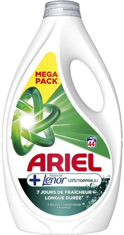 Ariel Vloeibaar Wasmiddel +Touch of Lenor Unstoppables 44 Wasbeurten - 1980 ml
