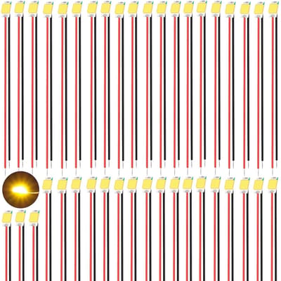40 Stuks 0805 Micro LED Diodes Licht, Voor DIY Projecten, Modelbouw en Decoratie met 16cm PTFE Kabel (Warm Wit)