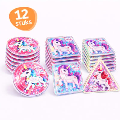 Isa's Friends® - Uitdeelcadeaus Unicorn Geduldspelletjes - 12 stuks - Traktatie - Uitdeelcadeautjes voor Kinderen
