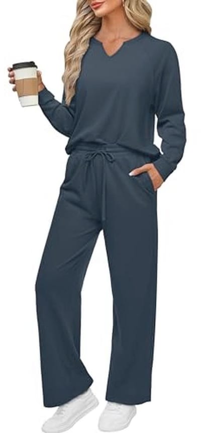V-hals Activewear Dames Lounge Wear Set Effen Kleur Trainingspak Tweedelige Outfit