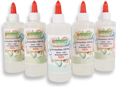 Set van 5 Sneldrogende Transparante Alleslijm Flessen - 200 ml per Fles - Veilig voor Kinderen - Geschikt voor Alle Leeftijden en Creatieve Toepassingen