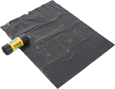 KOMO vuilniszakken met trekband 60 liter grijs 60x80cm 43 my - Doos 20 rol à 15 stuks