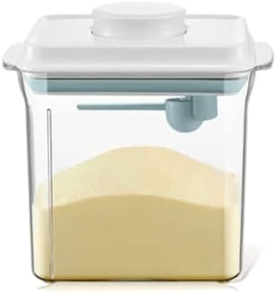 PromoHome Melkpoeder Dispenser 1.7L - Luchtdichte Bewaarcontainer met Drukknopsluiting en Ingebouwde Schep - BPA-vrij Kunststof - Transparant