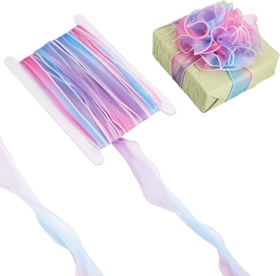 10m Shimmer Organza Chiffon Ribbons 55mm Iridescent Sheer Stoflinten voor Cadeauverpakking, Kledingaccessoires en DIY Creatieve Projecten