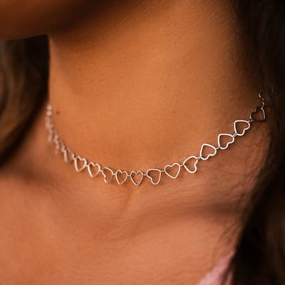 Pura Vida- HEART CHAIN CHOKER- zilver