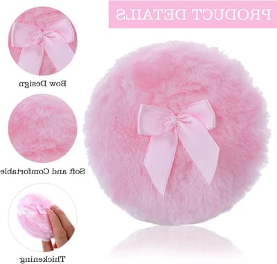 Grote Fluffy Poeder Puff van 10 cm - Ultra Zacht en Wasbaar Velours Poeder Puff voor Gezicht en Lichaam, Geschikt voor Losse Poeder en Make-up Tool (Roze)