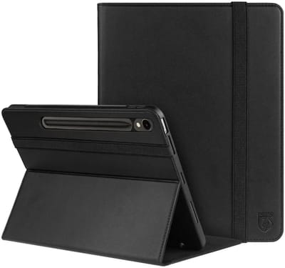 Rosso Element Hoes Geschikt voor Samsung Galaxy Tab S9 FE Plus | Book Case | Volledige bescherming | Elastische band | Sleep/Wake functie | Met Penhouder | Verstelbare standaard | Zwart