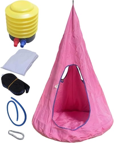 Hangmat Stoel - Schommelzitje - Ontspannen Buiten - Robuust Ringframe - 130 x 90 cm - Roze