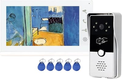 Video Deurtelefoon Systeem - Intercom Systeem - Huis Beveiliging - RFID Ontgrendeling - 7 Inch Binnenmonitor - Wit