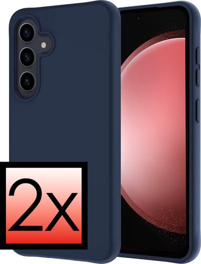 Hoesje - 2 Stuks - Geschikt voor Samsung Galaxy S23 FE - Sterk & Shockproof - Case Siliconen - Back Cover - Telefoon Hoes - Donkerblauw