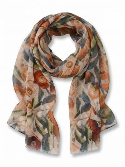 styleBREAKER Damessjaal met bloemenpatroon en korte franjes, zachte halsdoek, 180 x 72 cm, lichte viscose zomersjaal voor lente en overgang
