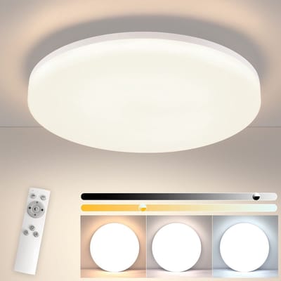 NETTLIFE Plafondlamp LED plat - ronde - dimbaar met afstandsbediening 18W - IP54 waterdicht - Ø22CM slaapkamerlamp voor keuken hal badkamer