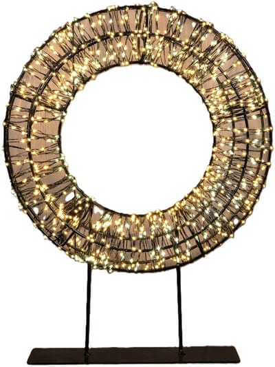 Anna's Collection Verlichte krans/decoratie ring - metaal - warm wit licht - D28 cm - 800 micro led lampjes - kerstverlichting kerstkrans